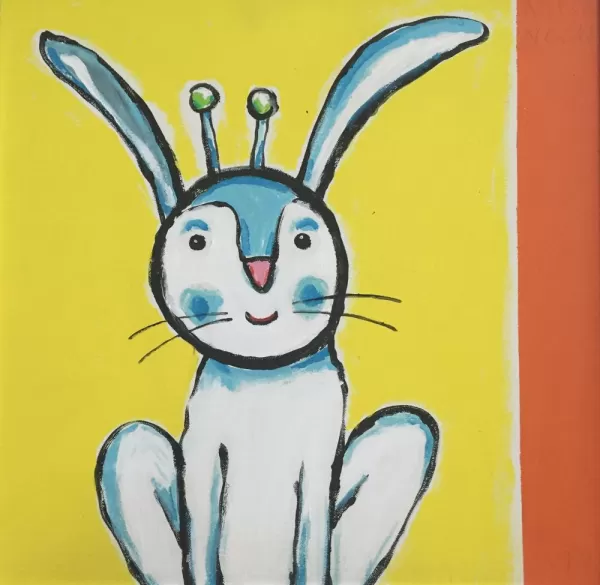 Bunny painting by Krirk Yoonpun at the Million Toy Musuem