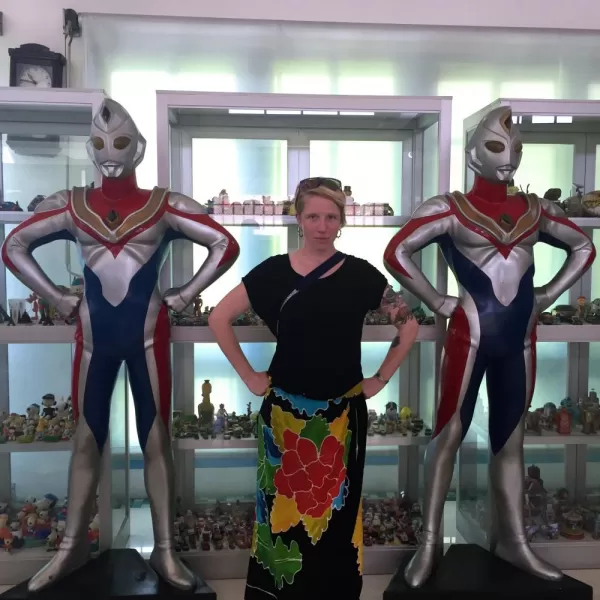Laura with Ultraman at Million Toy Musuem