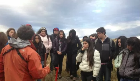 Local high school students learning about reforestation in Torres del Paine National Park