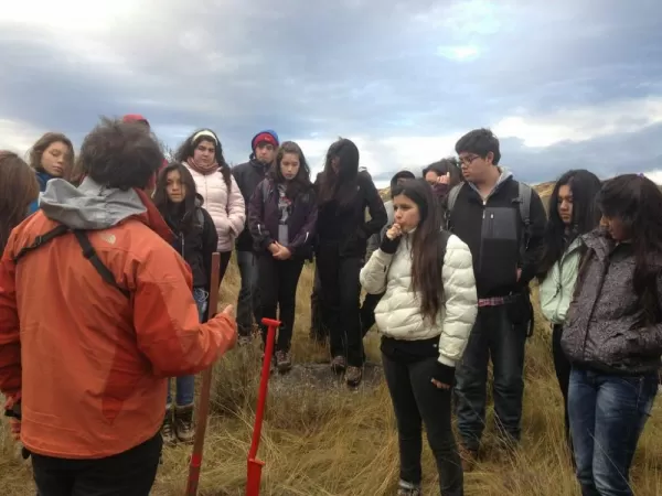 Local high school students learning about reforestation in Torres del Paine National Park
