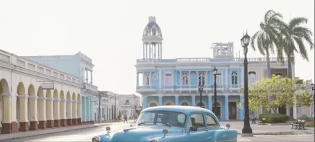 Vintage car in Jose Marti Square, Cienfuegos, Cuba