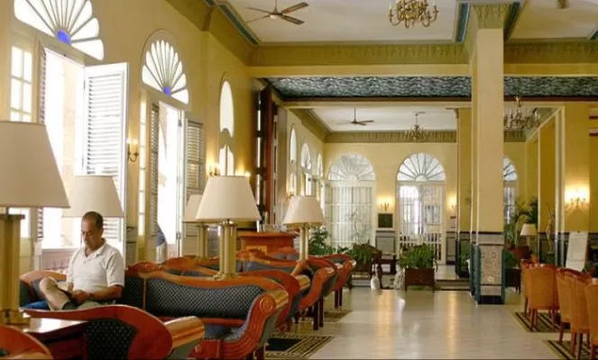 Relax at the spacious lobby of the Hotel Sevilla