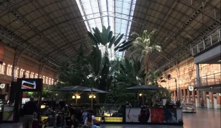 Inside the Atocha Train Station in Madrid