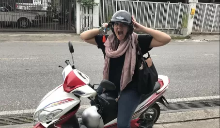 My friend lives in Chiang Mai and showed me around on her motorbike.