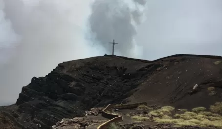 Cross on the hilltop at Masaya volcano