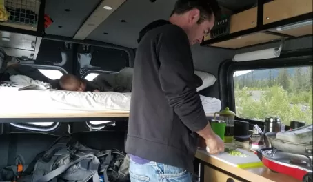 Typical morning in the van.