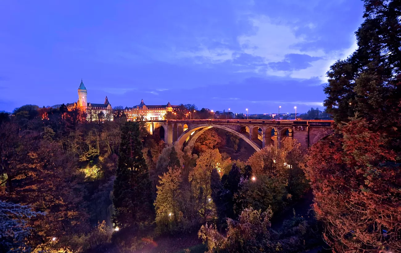 Bridge at night in Luxembourg