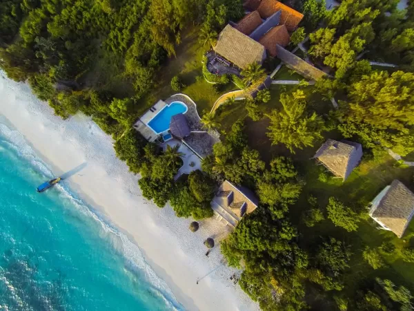 Aerial View of the Manta Resort on Zanzibar's Pemba Island