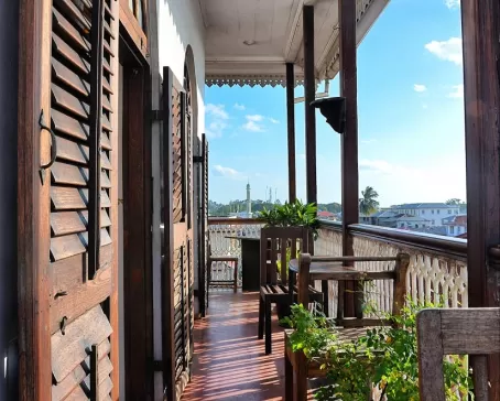 Enjoy views of Stone Town from the hotel's balcony