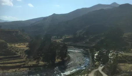 Farming Terraces and river en route to Colca Canyon