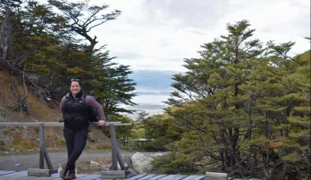 Karen on the trail to Martial Glacier