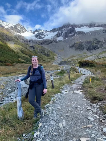 Meg in front of Glacier Martial