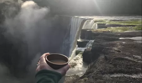 The whole reason to stay: falls-side morning coffee