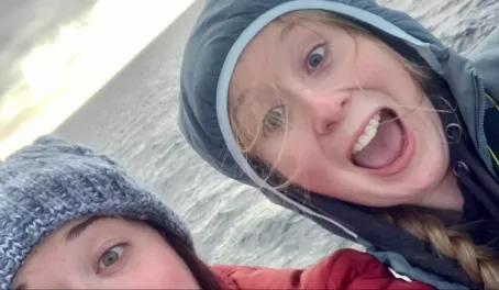 Karen and Meg capture their excitement at the first orca sighting