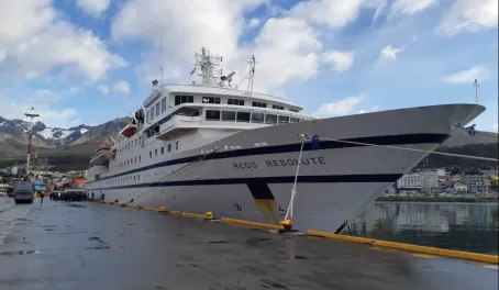 The RCGS Resolute docked in Ushuaia