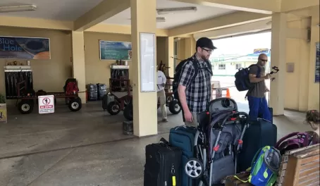 Baggage claim in Ambergris Caye