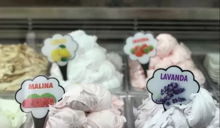 Flavors of gelato, including Hvar's famous lavender