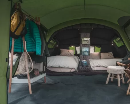 Cozy tent interior at Colico Outpost