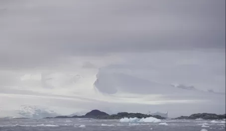 Antarctic Peninsula peeking through the clouds