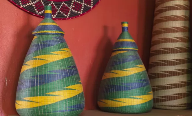Traditionally handwoven Rwandan baskets
