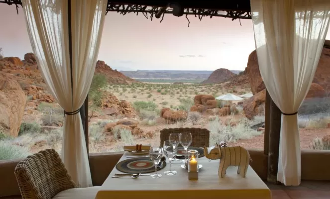 Enjoy breakfast with a view of Damaraland's stunning landscape