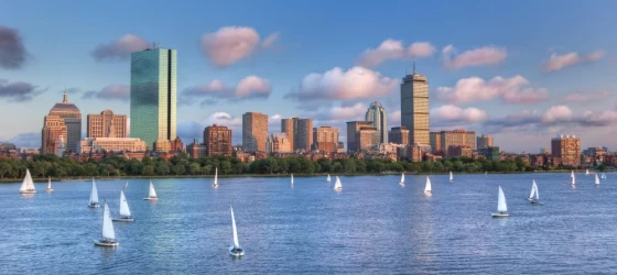 Boston's skyline and harbor
