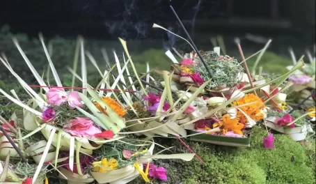 Offerings at a Balinese temple