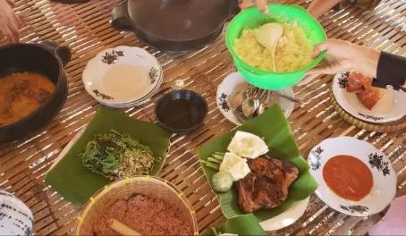 Traditional meal in Lombok, Indonesia