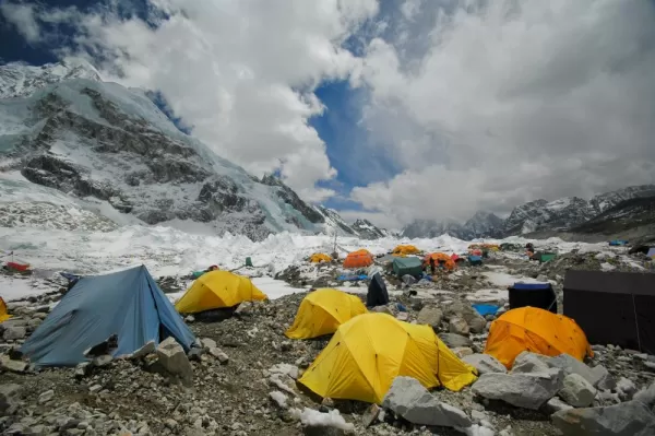 Tents in Everest Base Camp. Nepal Himalayas.