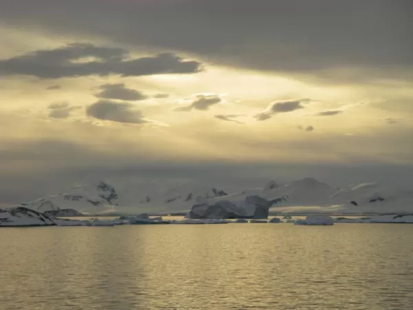Beautiful sun over the Antarctic waters