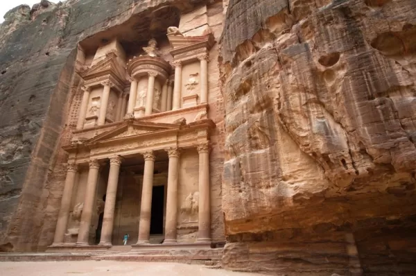 The lost city of Petra that was built into the rock.