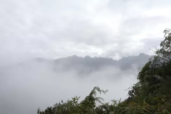Misty mountains on the morning of Machu Picchu Mountain hike