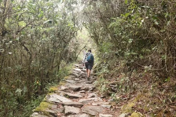 Jeff taking it one step at a time at Machu Picchu Mountain