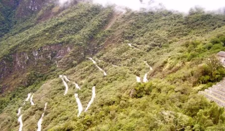 Switchbacks up to Machu Picchu.