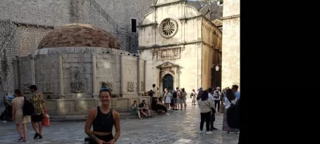 Posing in front of one the oldest churches still standing in Old Dubrovnik