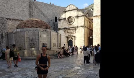 Posing in front of one the oldest churches still standing in Old Dubrovnik