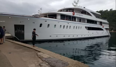 The M/S Ambassador side view. He holds 40 passengers! In Croatia, all vessels are 'he' gender.