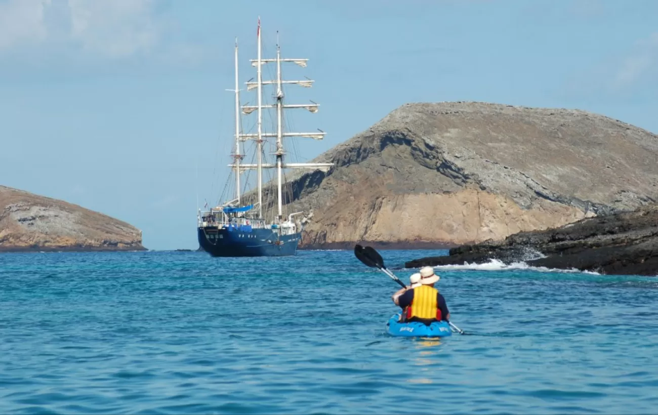 Tandem kayaks explore the Galapagos islands