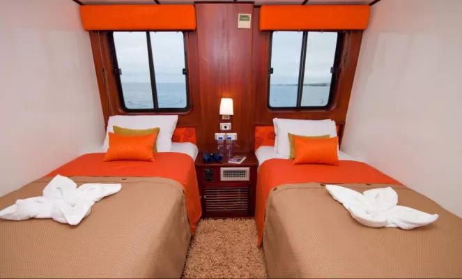 Main deck cabin with twin beds
