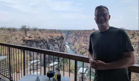 Me at the Lookout Cafe overlooking the Batonka Gorge
