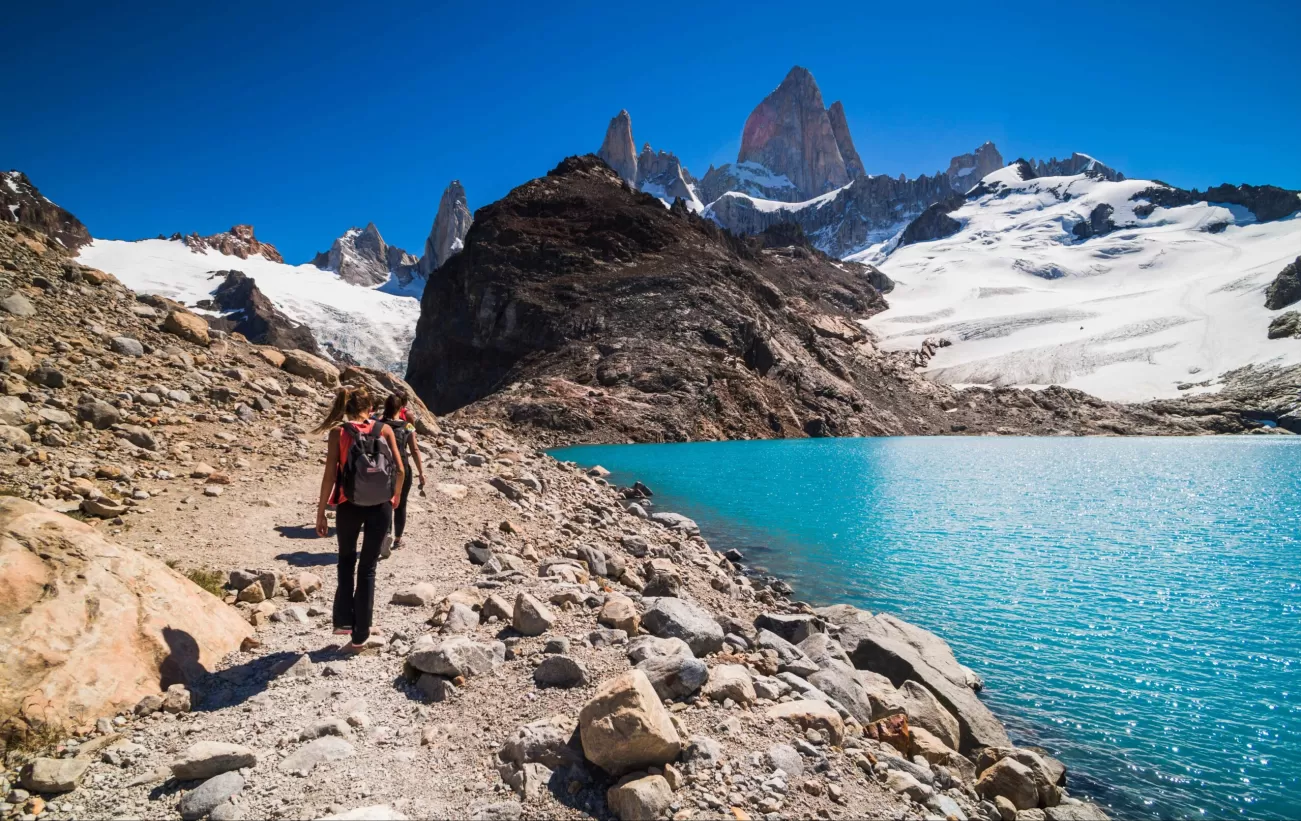 The snow-capped magnificence of the Fitz Roy Mount Range