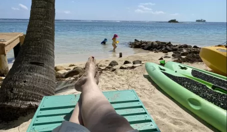 Relaxing on the beach at South Water Caye