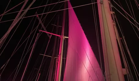 Nighttime raising sails