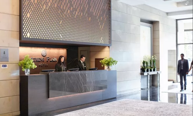 Hotel Entrance and Reception Area