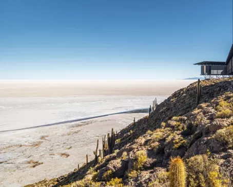 Side shot of the Uyuni Lodge in Bolivia