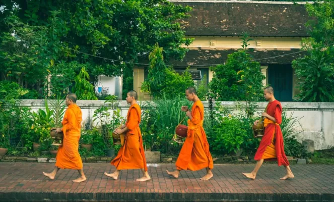 A group of monks in Laos