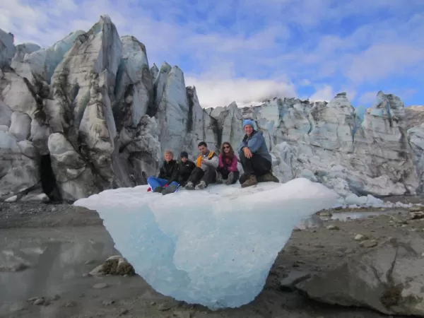 Family - Family on ice in front of glacier