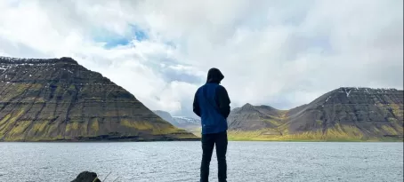 Toby enjoying the beautiful fjord views.