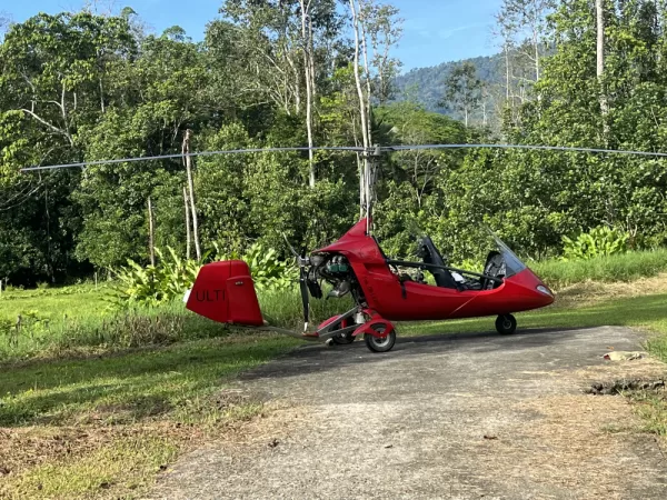 Gyroplane named Pegasus in Selva Bananito Reserve