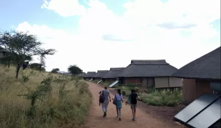 Walking to our chalets in the Serengeti
